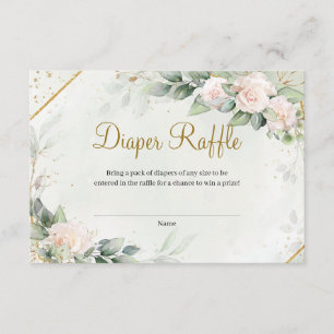 Eucalyptus Greenery Blush Roses Gold Diper Raffle Enclosure Card