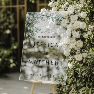 Eucalyptus Greenery Boho Acrylic Wedding Sign