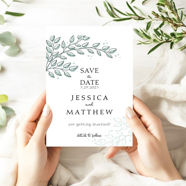 Eucalyptus Greenery Boho Elegant Wedding  Save The Date (Creator Uploaded)