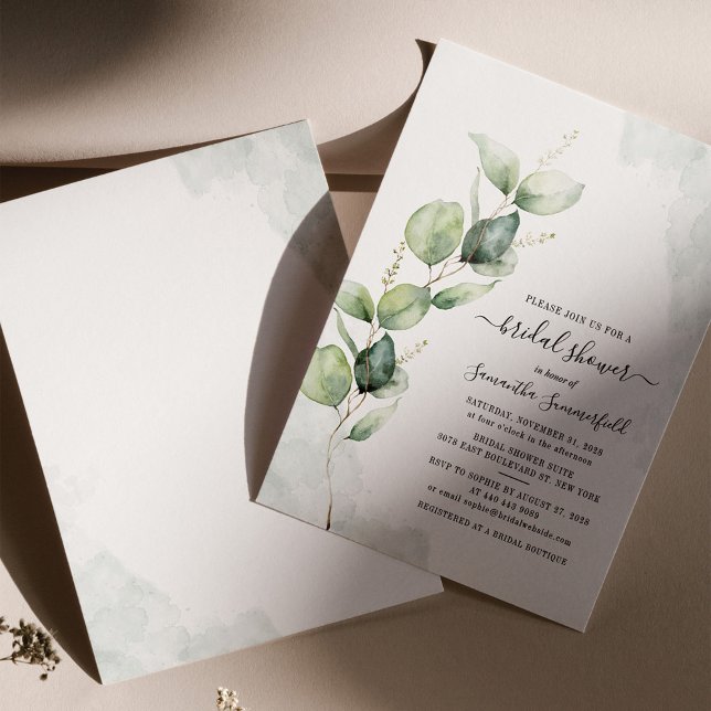 Eucalyptus Greenery Botanical Bridal Shower Invitation (Eucalyptus Foliage Botanical Bridal Shower Invitation)