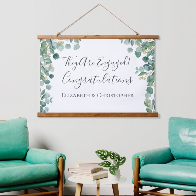 Eucalyptus Greenery Botanical Engagement Banner Hanging Tapestry (Living Room)