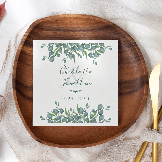 Eucalyptus Greenery Botanical Foliage Wedding Napkin (Creator Uploaded)