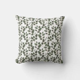 Eucalyptus Greenery Botanical Green White Trendy  Cushion