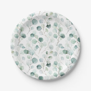 Eucalyptus Greenery Botanical Paper Plate