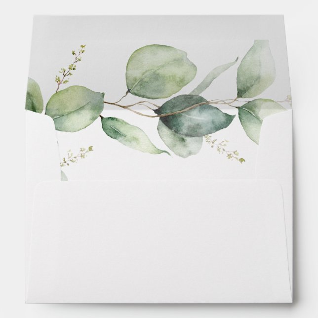 Eucalyptus Greenery Botanical Quinceanera Envelope (Back (Bottom))