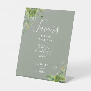 Eucalyptus Greenery Botanical Sage Green Favours Pedestal Sign