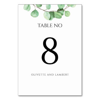 Eucalyptus Greenery Botanical Table Number