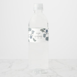 Eucalyptus Greenery Botanical Watercolor Water Bottle Label