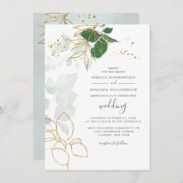 Eucalyptus Greenery Botanical Wedding Invitation (Front/Back)