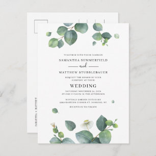 Eucalyptus Greenery Botanical Wedding Invitation Postcard