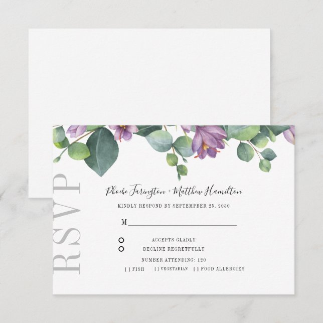 Eucalyptus Greenery Botanical Wedding RSVP Card (Front/Back)