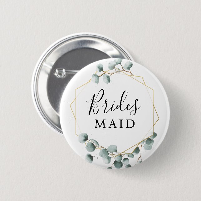 Eucalyptus Greenery Bridal Party Button Bridesmaid (Front & Back)