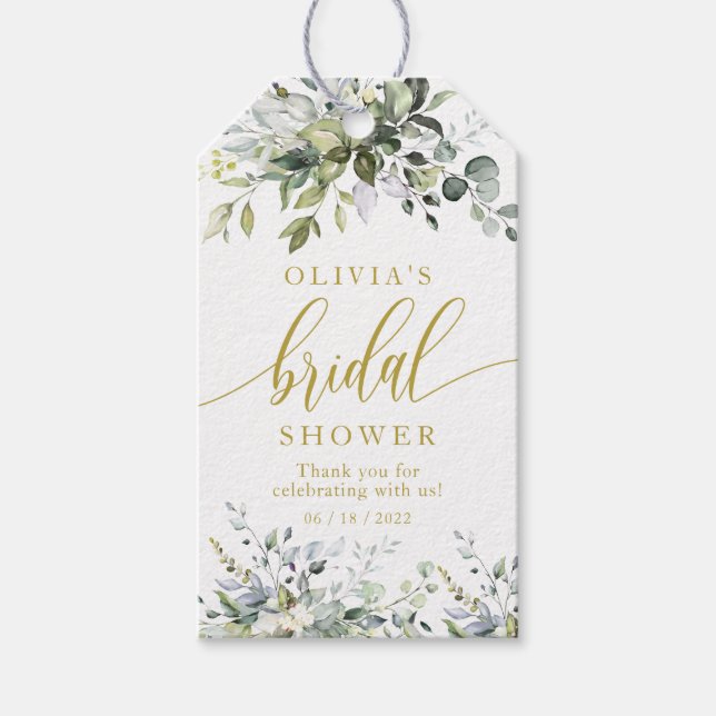 Eucalyptus Greenery Bridal Shower Gift Tag (Front)