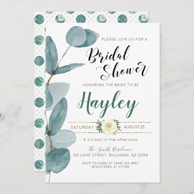 Eucalyptus Greenery Bridal Shower invitation (Front/Back)