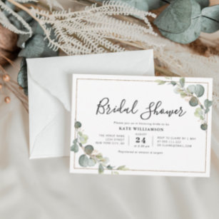 eucalyptus greenery bridal shower invitation