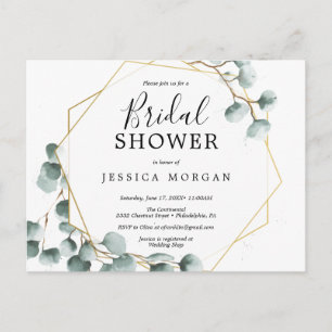 Eucalyptus Greenery Bridal Shower Invitation Postcard