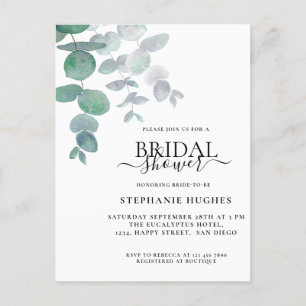 Eucalyptus Greenery Bridal Shower Invitation Postcard