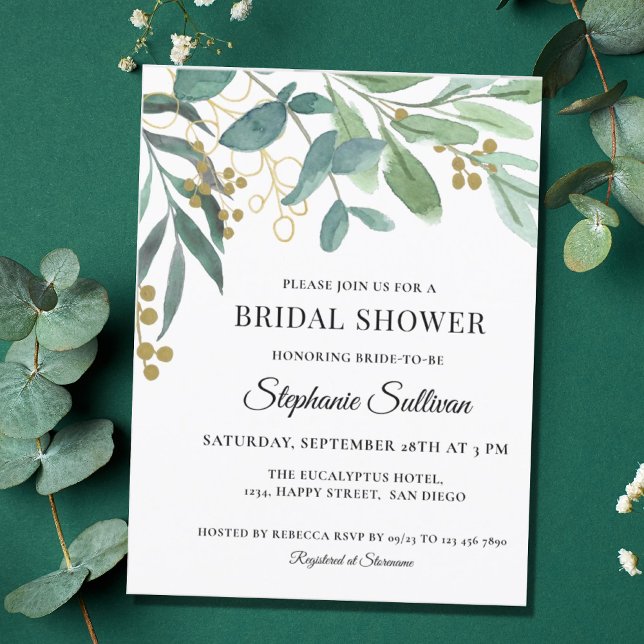 Eucalyptus Greenery Bridal Shower Invitation  Postcard (Creator Uploaded)