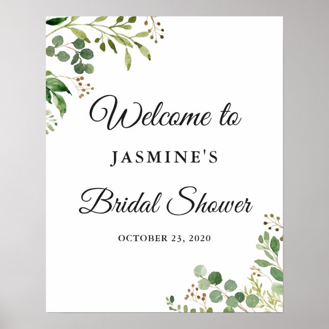 Eucalyptus Greenery Bridal Shower Welcome Sign (Front)