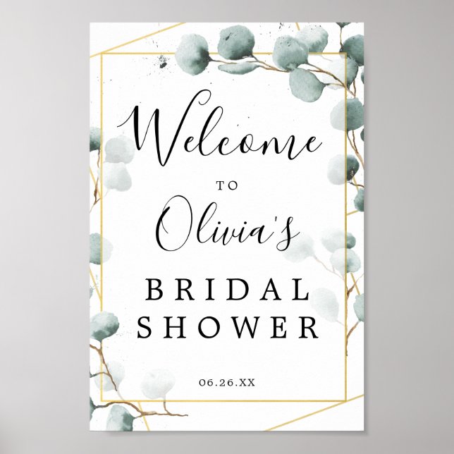 Eucalyptus Greenery Bridal Shower Welcome Sign (Front)