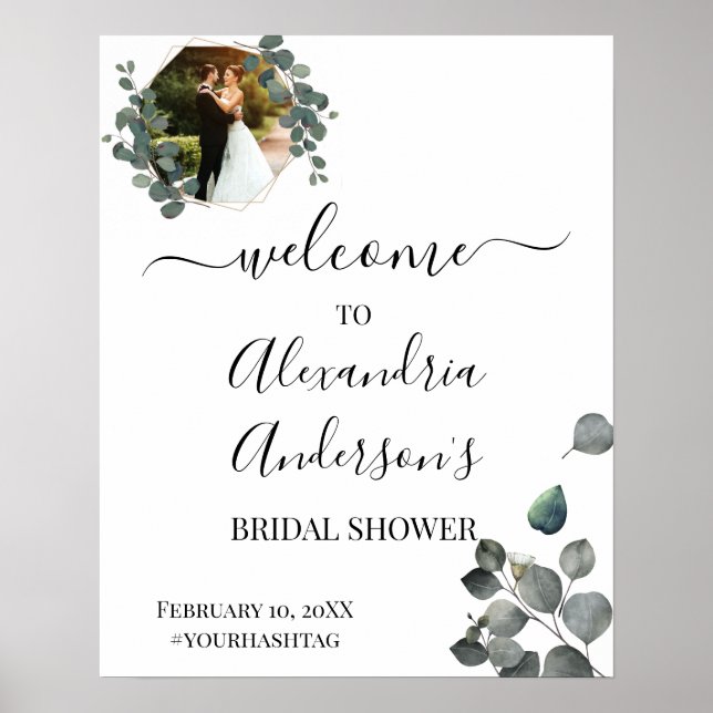 Eucalyptus Greenery Bridal Shower Welcome Sign (Front)