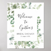 eucalyptus greenery bridal shower welcome sign