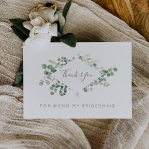 eucalyptus greenery bridesmaid thank you card