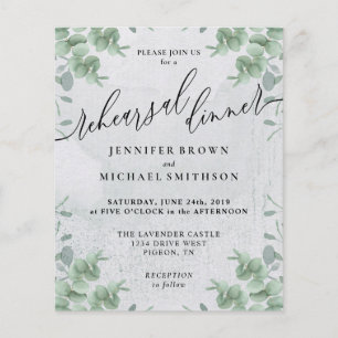 Eucalyptus Greenery budget Rehearsal Dinner Flyer
