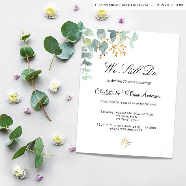 Eucalyptus greenery budget vow renewal invitation flyer (Creator Uploaded)
