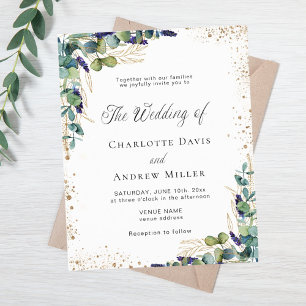 Eucalyptus greenery budget wedding invitation