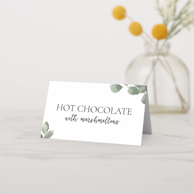 Eucalyptus Greenery Buffet Bridal Shower Food Place Card (Front)