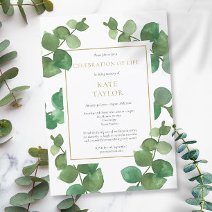 Eucalyptus Greenery Celebration of Life Funeral Invitation