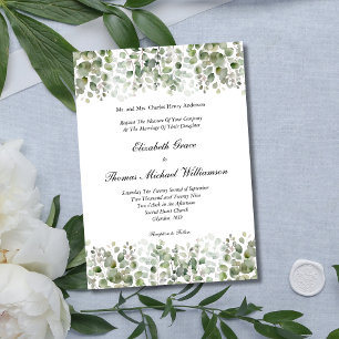 Eucalyptus Greenery Classic Elegant Formal Wedding Invitation
