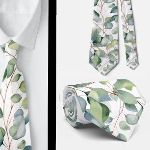 Eucalyptus Greenery Classic Formal Floral Neck Tie
