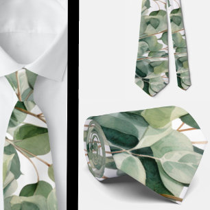 Eucalyptus Greenery Classic Formal Floral Neck Tie
