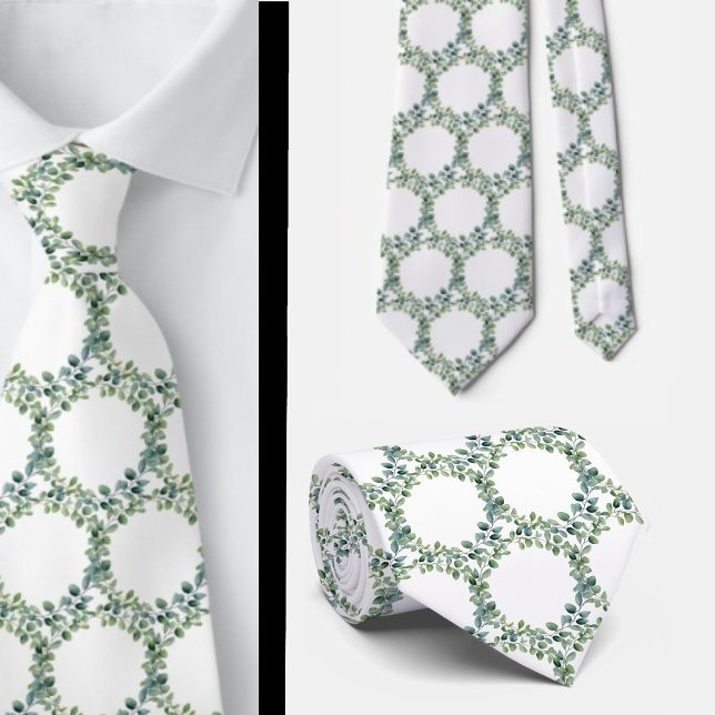 Eucalyptus Greenery Classic Formal Floral Neck Tie (Creator Uploaded)