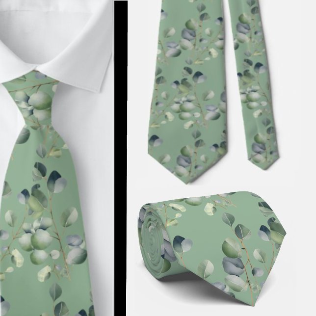 Eucalyptus Greenery Classic Formal Floral Neck Tie (Creator Uploaded)