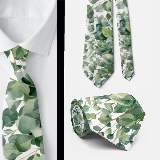 Eucalyptus Greenery Classic Formal Floral Neck Tie (Creator Uploaded)