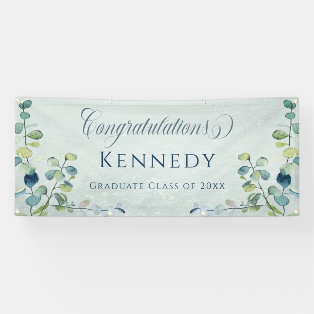 Eucalyptus Greenery Congratulations Graduation Banner (Horizontal)