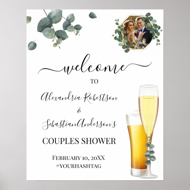 Eucalyptus Greenery Couples Wedding Welcome Sign (Front)