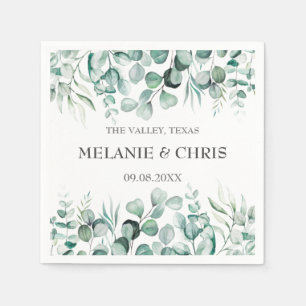 Eucalyptus Greenery Custom Boho Rustic Wedding Napkin