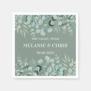Eucalyptus Greenery Custom Boho Rustic Wedding Napkin