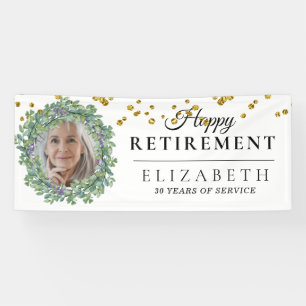 Eucalyptus Greenery Custom Photo Retirement Party Banner