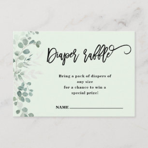 Eucalyptus Greenery Diaper Raffle Baby Shower Enclosure Card