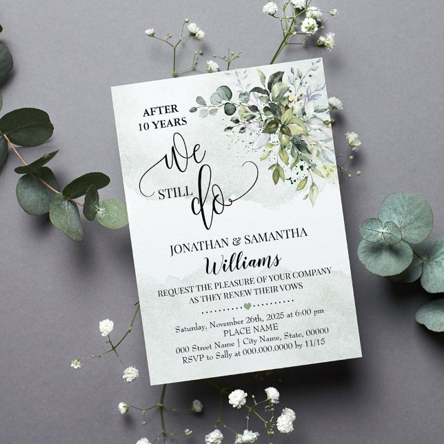 Eucalyptus greenery dust watercolor we still do invitation (Creator Uploaded)