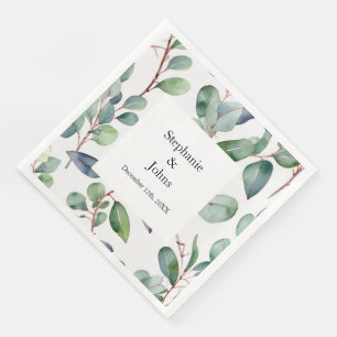 Eucalyptus Greenery Dusty Blue Art Simple Wedding Napkin