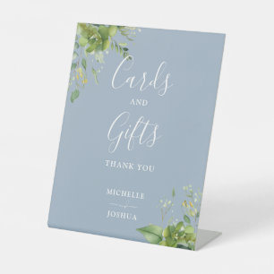 Eucalyptus Greenery Dusty Blue Cards And Gifts Pedestal Sign