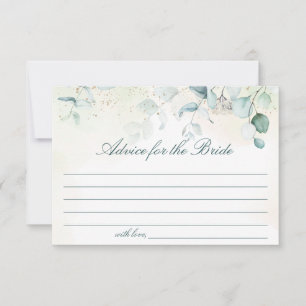 Eucalyptus Greenery Elegant Bridal Shower Advice Card
