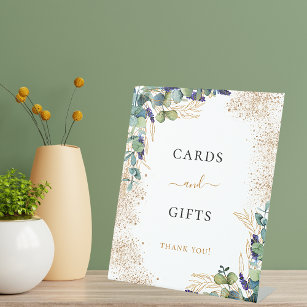 Eucalyptus greenery elegant cards gifts pedestal sign