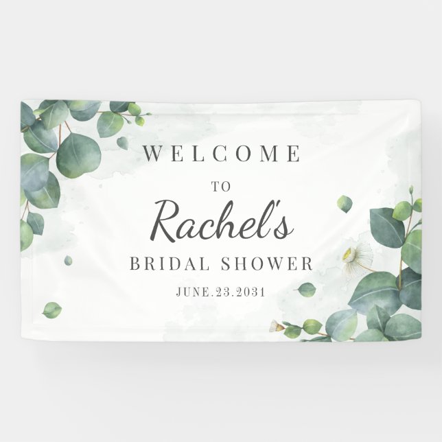 Eucalyptus Greenery Elegant Floral Bridal Shower Banner (Horizontal)